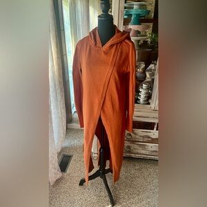 Peace Love World Terracotta Duster with a Hood….